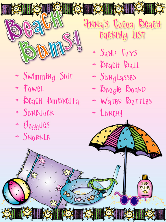 Packing list for the beach made with DJ Inkers clip art