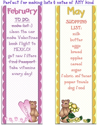 Lists Through The Year - Printable Borders & Clip Art