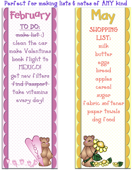 Lists Through The Year - Printable Borders & Clip Art