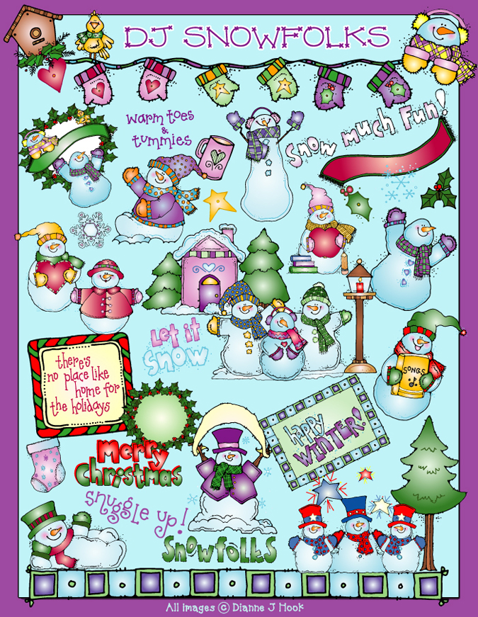 Snow Folks - Winter Holiday Clip Art Download