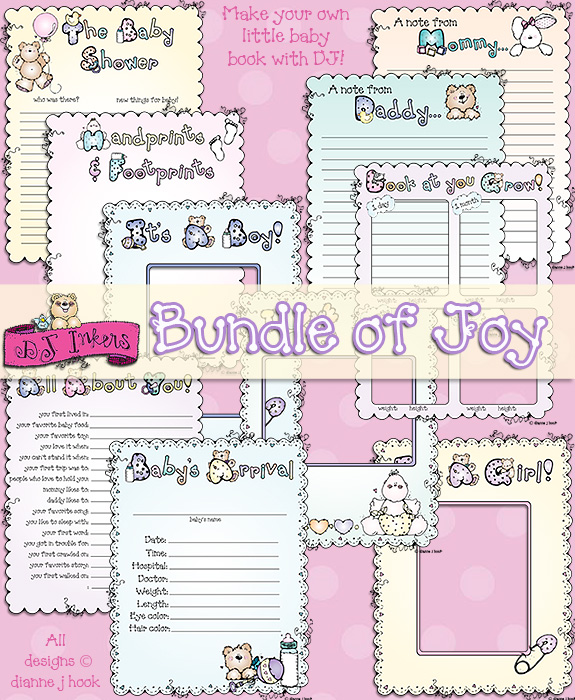 An adorable printable baby book made with DJ Inker's clipart