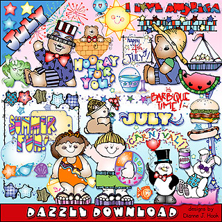 July Dazzle Summer Clip Art Download