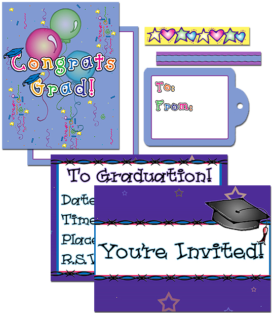 Congrats Grad card and Graduation Invitation printable template by DJ Inkers