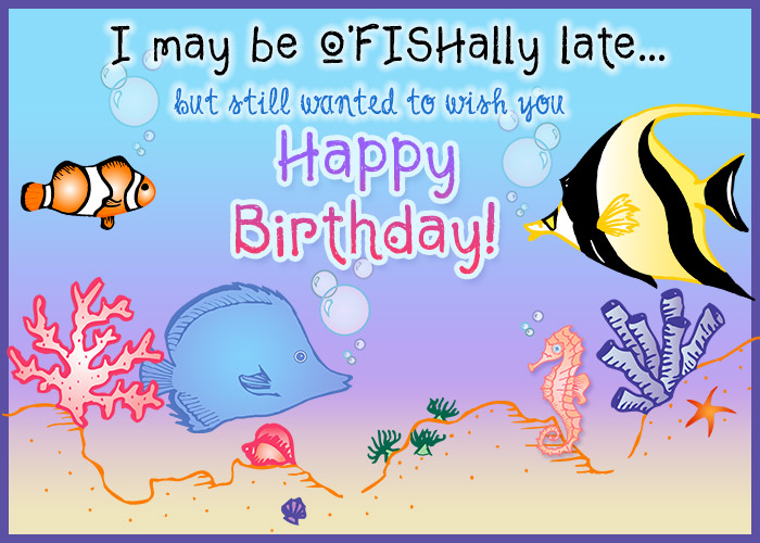Fishy birthday card with Sea Life clipart by DJ Inkers