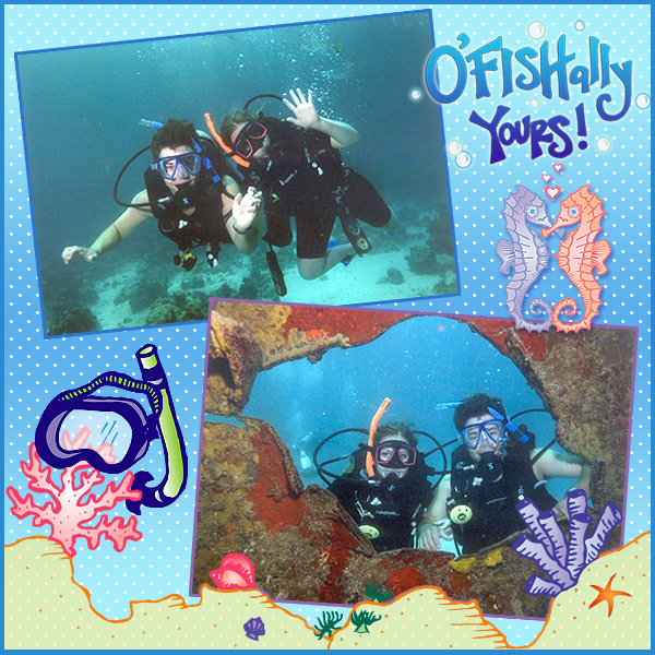 scuba diving scrapbook page with clip art by DJ Inkers