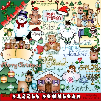 Cute December clip art for kids and crafting from DJ Inkers Dazzle Daze