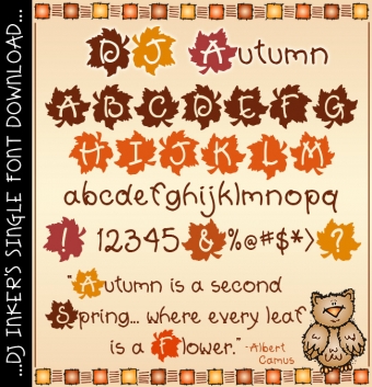 A fun fall font full of autumn leaves by DJ Inkers