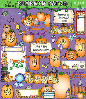 Pumpkin Patch and Jack-o' Lanterns Clip Art Download