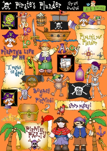 Fun pirate clip art for kids, Halloween, pirates and little boys -DJ Inkers