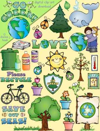 Go green with this cute conservation clip art for Earth Day by DJ Inkers