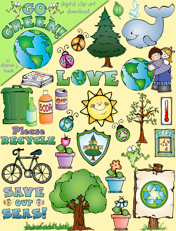 Go green with this cute conservation clip art for Earth Day by DJ Inkers