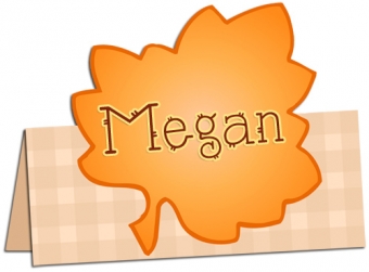 Leaf name tag and pop-up place card for Thanksgiving by DJ Inkers