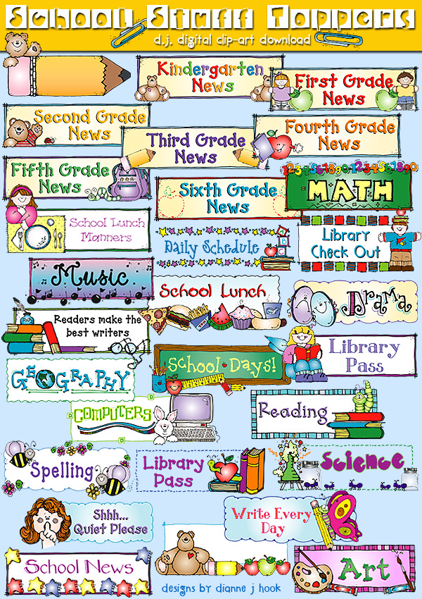 School Stuff Toppers Clip Art Download