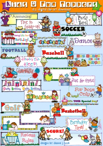 Kids and Fun Toppers Clip Art Download