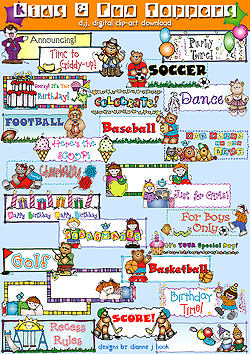 Kids and Fun Toppers Clip Art Download