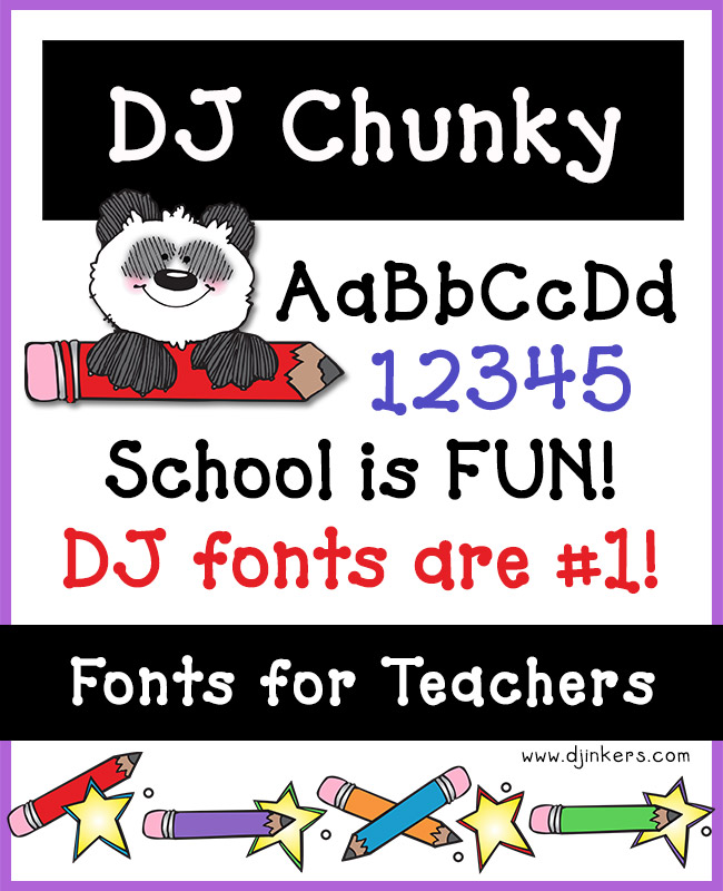 DJ Chunky is a great dot letter font for school and teachers