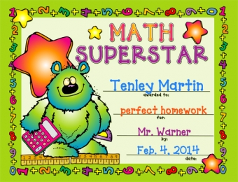 Math award certificate with clip art and fonts by DJ Inkers