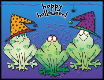 Happy Halloween card made with clip art frogs by DJ Inkers