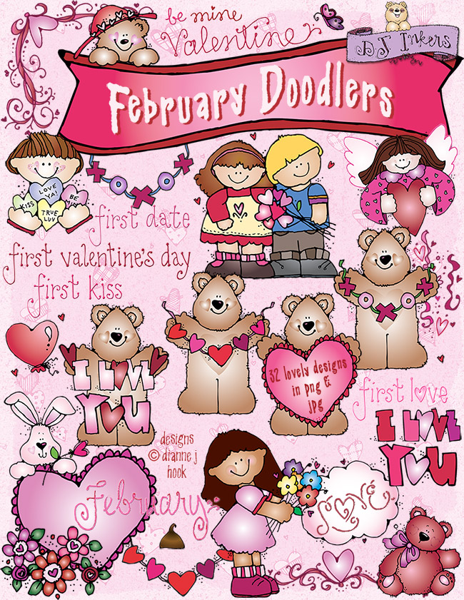 February Doodlers Clip Art Download