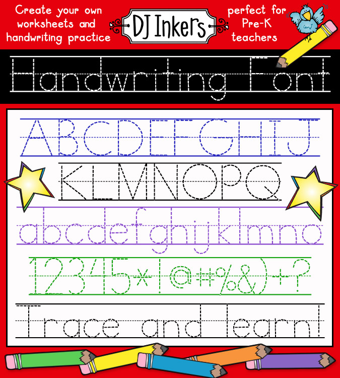 Help kids practice handwriting and create your own worksheets with this great traceable font by DJ Inkers