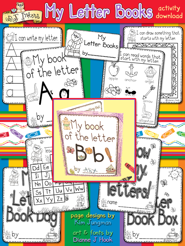 Help kids learn the alphabet, handwriting and letter recognition with these darling mini books by DJ Inkers