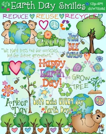 Kids Earth Day clip art for conservation, Arbor Day and making change by DJ Inkers