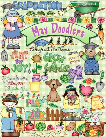 May Doodlers is blooming in clip art flowers, vegetables, garden kids, borders, vines & more by DJ Inkers