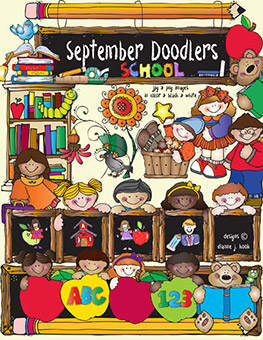 September Doodlers Clip Art for Back to School