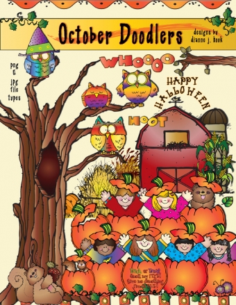 Cute clip art doodles for harvest & Halloween smiles by DJ Inkers