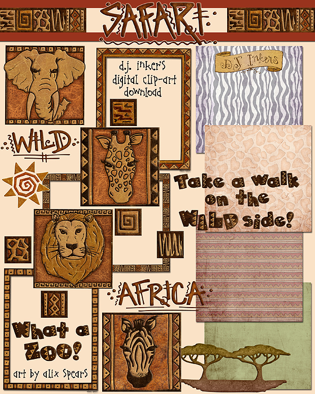 African Safari clip art and digital designs by DJ Inkers
