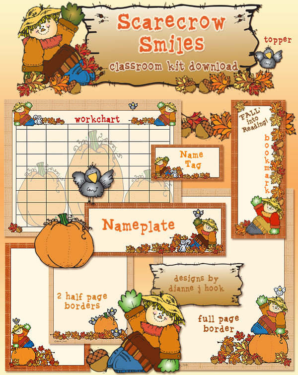 Scarecrow Smiles Classroom Borders and Printables