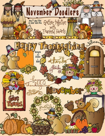 Cute clip art for Thanksgiving and autumn harvest by DJ Inkers