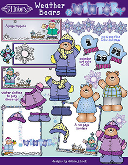 Weather Bears Winter Clip Art, Calendar & Seasonal Dress-Ups
