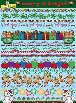 Merry and Bright - Holiday Borders Clip Art
