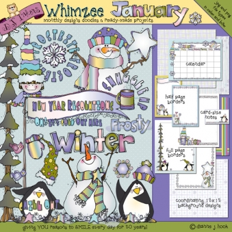 January Whimzee Clip Art, Borders and Backgrounds