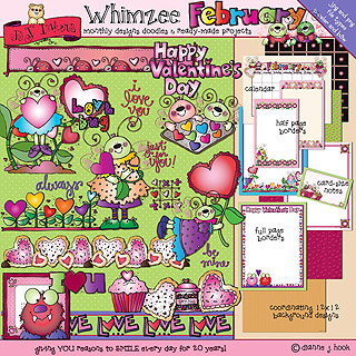 February Whimzee Lovebug Clip Art, Borders & Backgrounds