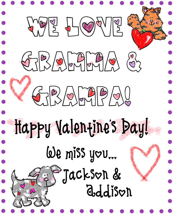 Love Kids Crayon Clip Art for Valentine's Day Download