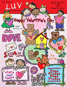 Luv Kids Crayon - Valentine Clip Art Download
