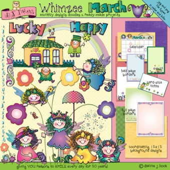 March Whimzee Clip Art, Borders and Printables