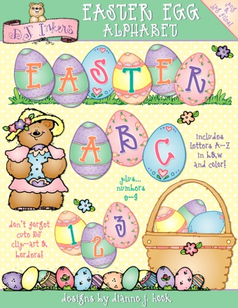 Easter Egg Alphabet clip art monogram letters for spring by DJ Inkers