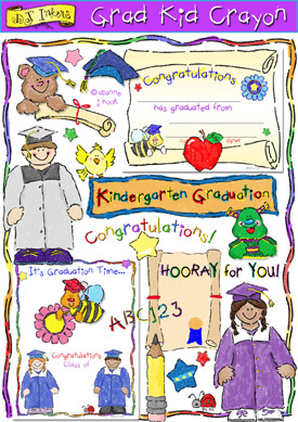 Grad Kid Crayon Clip Art - Graduation Download