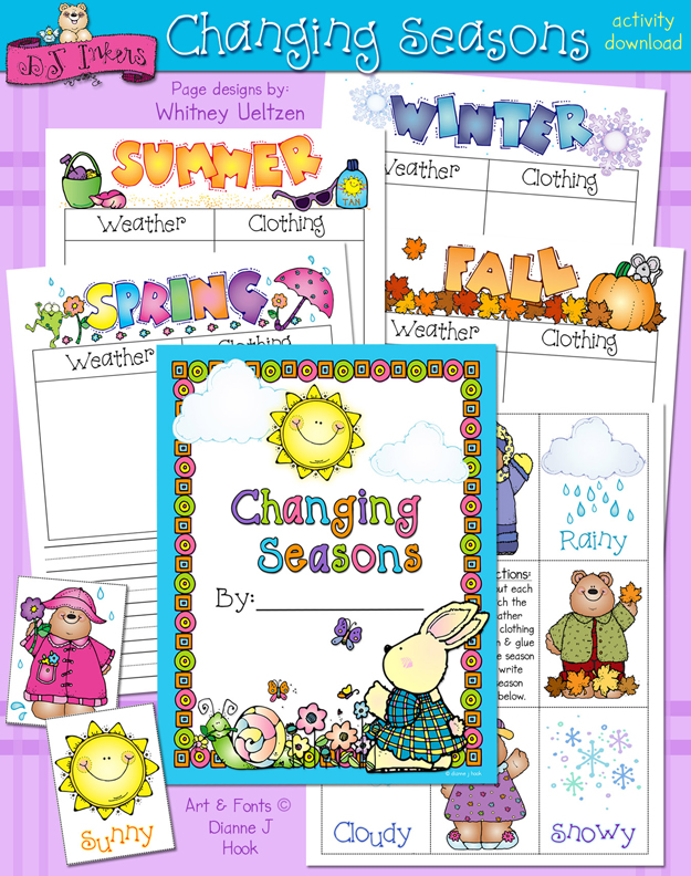 A printable book for teaching kids about seasons and weather -DJ Inkers