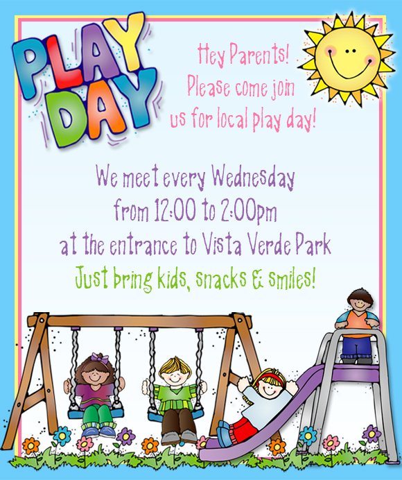 play day invitation with cute kids clip art by DJ Inkers