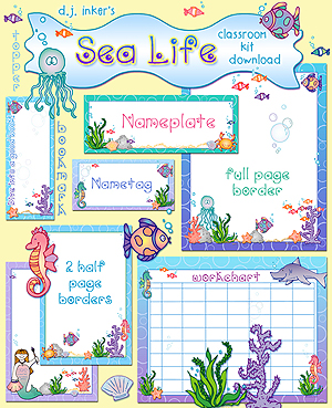 Sea Life Classroom Theme Borders & Printables Kit
