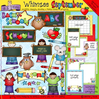 Whimsical back to school clip art and borders for teachers by DJ Inkers