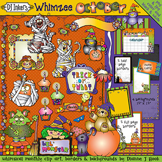 October Whimzee Clip Art, Borders & Printables for Halloween