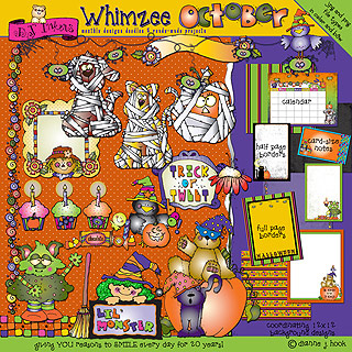 October Whimzee Clip Art, Borders & Printables for Halloween