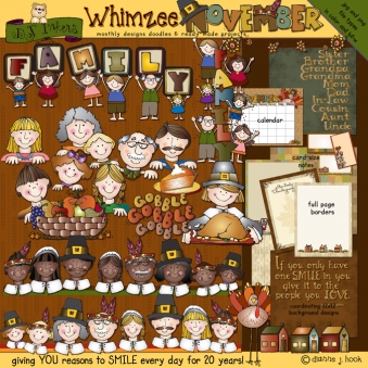 November Whimzee Clip Art, Borders and Printables