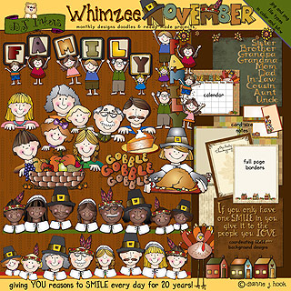 November Whimzee Clip Art, Borders and Printables