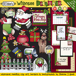 December Whimzee Clip Art, Borders and Printables